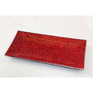 Kleiner rechteckiger Glasteller rot