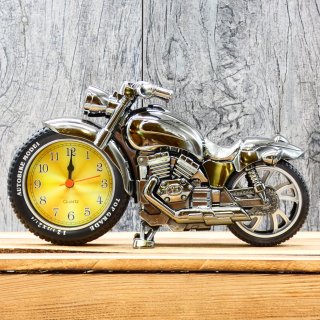 Dekorative Motorrad Uhr auf batterie - Silberne