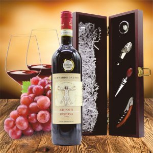 Weinkiste Elegance mit Sommelier Set und Rotwein Flasche...