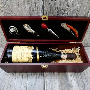 Weinkiste Elegance mit Sommelier Set und Rotwein Flasche Grande Alberone 0,75l