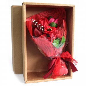 Seifenblumenbouquet in Schachtel- rot