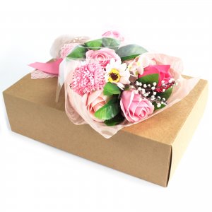 Seifenblumenbouquet in Schachtel- rosa