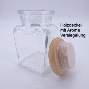 9er Set Gewürzgläser eckig mit Holzdeckel